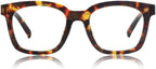 JiSoo Square Oversized Reading Glasses Women 1.25, Chunky Stylish Designer Readers 1.25 Women with Spring Hinge, Brown Tortoise Shell 1.25
