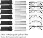 6-Pack Metal Reading Glasses for Men Women Spring Hinge Readers Clear Lens Non Yellow Coating