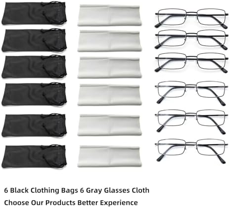 6-Pack Metal Reading Glasses for Men Women Spring Hinge Readers Clear Lens Non Yellow Coating