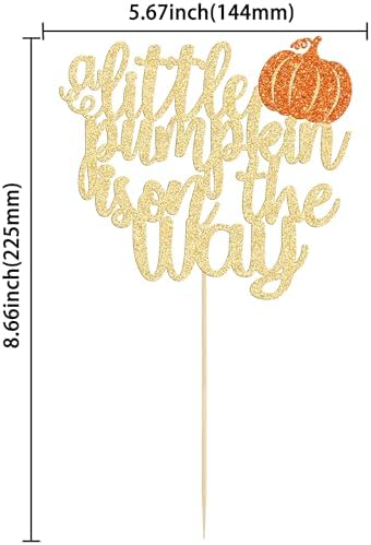 Gyufise 1 Pack A Little Pumpkin Is On the Way Cake Topper Pumpkin Cake Pick Decoration for Fall Baby Shower Gender Reveal Party Decorations Autumn Thanksgiving Baby Announcement Supplies