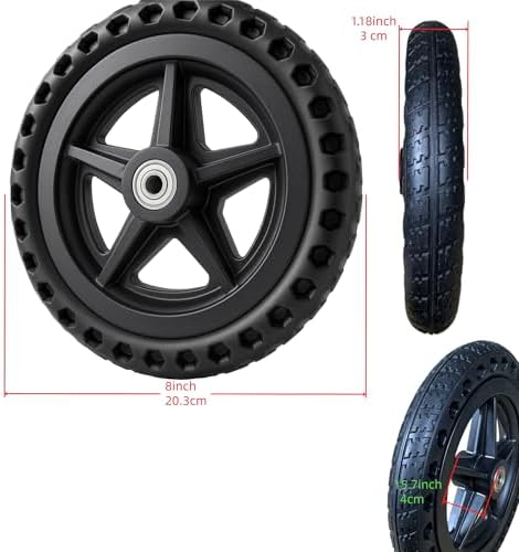 (1 Pair) 8 Inch Wheelchair Wheels – ABS Wheels with PU Tires for Smooth Wheelchair Tires Replacement, Complete with Screws & Tools for DIY Wheelchair Wheels Replacement