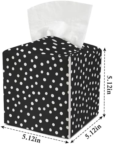 Polka Dot Tissue Holder Square with Bottom Belt Modern Leather Decorative Box Cover for Bathroom Car Office Ideal for Women Friends Mom Family Birthday Christmas Housewarming Gifts - FS668