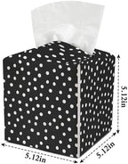 Polka Dot Tissue Holder Square with Bottom Belt Modern Leather Decorative Box Cover for Bathroom Car Office Ideal for Women Friends Mom Family Birthday Christmas Housewarming Gifts - FS668