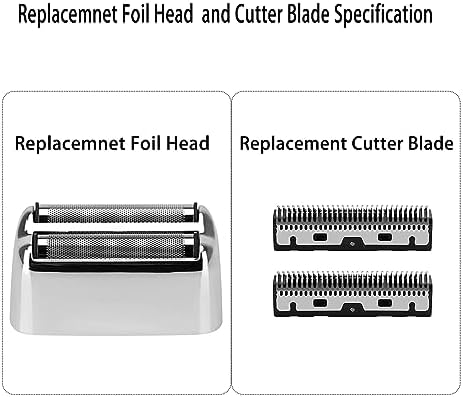 Replacement Foil and Cutters for BaBylissPRO Barberology Double Foil Shaver, Professional Foil Cutter Blade for BaBylissPRO Barberology FX Collection Metal Foil Shaver (Silver)