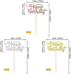 Rsstarxi 24 Pack Happy Birthday Cupcake Toppers Glitter Birthday Cupcake Food Picks for Celebrating Happy Birthday Party Cake Decorations Supplies Gold Rose gold Silver