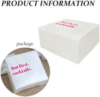 Funny Cocktail Napkins 100Pcs Funny Quotes Saying Disposable Paper Party Napkins 4.5 x 4.5 Two-ply (But First Cocktails Napkins)