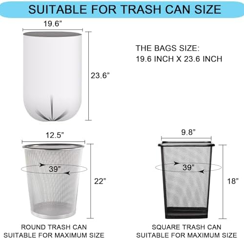 SOSOHOME 6 Gallon Trash Bags, Small Garbage Bags, Fits 5-6 Gallon Bins, Clear Wastebasket Trash Liners, 75 Counts