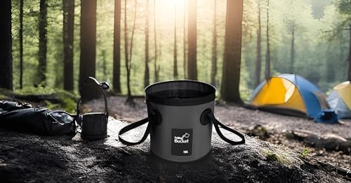 BANCHELLE Collapsible Bucket Water Container Portable Folding Camp Wash Basin for Outdoor Traveling Hiking Fishing Car Washing Gardening Camping (Black, 12L)