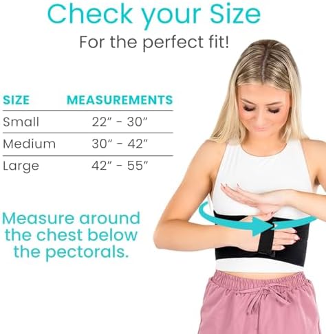 Vive Broken Rib Brace for Women, Men - Rib Cage Support Belt for Fractured, Cracked, Broken or Bruised Ribs - Post Surgery Compression Garment Wrap - Diastasis Recti Belly Band