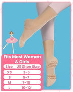 Jecery 2 Pairs Dance Non Slip Socks for Women Girl Dancer Compression Dancing Ankle Sock Ballet Dance Stocking with Spin Spot