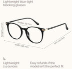 Gaoye Blue Light Blocking Glasses, Retro Round Eyewear Frame Anti Eyestrain Computer Glasses for Women Men - GY1688 (Light Black Frame/Transparent Lens)