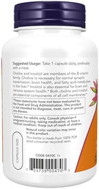 NOW Foods Supplements, Choline & Inositol 500 mg, Healthy Nerve Transmission*, Nervous System Health*, 100 Capsules (Pack of 2)