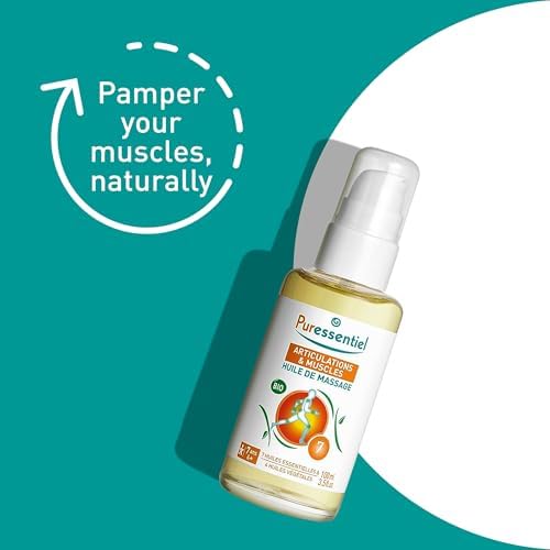 Puressentiel Muscle Relaxing Organic Massage Oil with Arnica and Wintergreen - Aromatherapy Oil for Muscle Tension - Alcohol Free, Plant Based - Revive Sore, Tired Joints and Body Aches - 3.5 Oz
