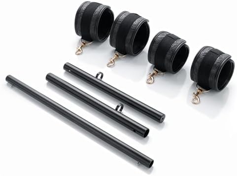 Heavy Duty Stainless Steel Expandable Spreader Bar with 4pcs PU Black--Pink Skull Pattern Detachable Adjustable Straps,Workout Bar for Home Indoor Gym Training Kit