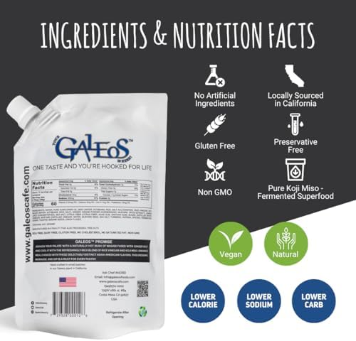 Galeos Miso Ginger Wasabi Salad Dressing | Lower Calorie, Dairy Free, Egg Free, Gluten-Free, No Saturated Fat | Healthier Dressing, Marinade & Dipping Sauce | Made in California - 13 fl oz - 1 Pack