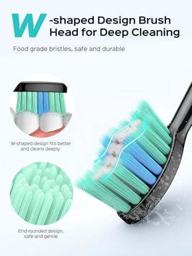 COSLUS Sonic Electric Toothbrush for Adults C40(DY-108Pro): 47000 VPM for Deep Cleaning with Travel Case - 5 Modes for Sensitive Teeth & Brace, Wireless Charging, 6 Brush Heads for Family, Black (1PC)
