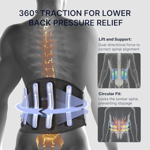 Fit Geno Back Brace for Lower Back Pain Men & Women: Adjustable Lumbar Support Brace for Pain Relief - Breathable Waist Belt for Comfort - XS/S