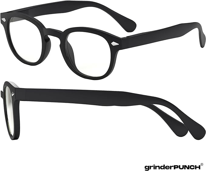 grinderPUNCH Classic Reading Glasses for Women and Men Stylish Lightweight Readers Round Readers for Women and Men