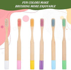 6 PCS Kids Bamboo Toothbrushes Soft Bristles Natural Wooden Round Handle Tooth Brush Children Toothbrush Individually Wrapped Kids Travel Toothbrushes Set Multicolor