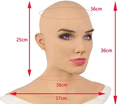 Realistic Women Mask,Halloween Face Cover Visible Latex Headgear Head Cover Novelty Costume Party Prop