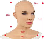 Realistic Women Mask,Halloween Face Cover Visible Latex Headgear Head Cover Novelty Costume Party Prop