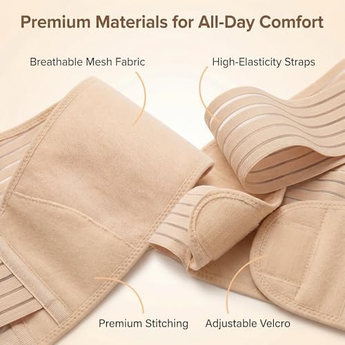 leeveel Maternity Belly Band for Pregnancy - 3 in 1 Pregnancy Support Belt for Back, Pelvic & Hip Support - Adjustable Abdominal Binder & Prenatal Cradle - Pregnancy Must Haves (Beige, XX-Large)