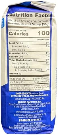 Mulino Caputo 00 Pizzeria Flour 1Kilo Bag, 140.8 Ounce, 2.2 pound (pack of 4)