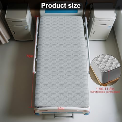 Waterproof Hospital Mattress Cover Protector Bed Sheet 36" x 80" x 9" Hospital Grade Incontinence Protection, Breathable Fabric for Elderly, Adults Machine Washable