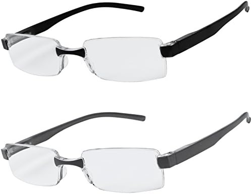 Success Eyewear Reading Glasses Set of 2 Rimless Ultra Lightweight Comfort Glasses for Reading for Men and Women Set of Black and Grey Matte 2.5