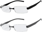 Success Eyewear Reading Glasses Set of 2 Rimless Ultra Lightweight Comfort Glasses for Reading for Men and Women Set of Black and Grey Matte 2.5