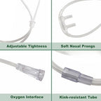 Adult Standard Nasal Cannula, 8.2 ft Cannula Nasal Tubing with Softer Nasal Plug Head for Oxygen, Kink Resistant Nasal Oxygen Cannula for Long-Term Use Patients (5 Pack)