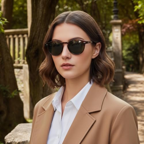 AVAWAY Small Face Womens Mens Sunglasses Polarized – Round Acetate Frame UV400 Protection for Driving Vacation Summer Outings