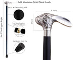 Premium Wooden Walking Cane | Beautiful Silver Plated Solid Brass Handle | Walking Stick & Crutches lacquer Polished Cane for Men and Women