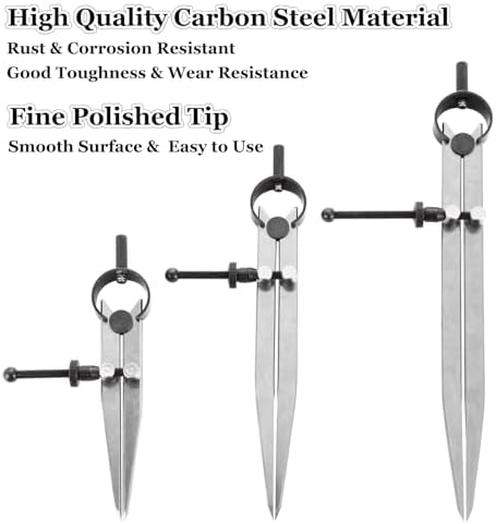 3 Pack Adjustable Spring Wing Divider, 4/6/8 Inch Steel Lockable Divider Wing Compass, Precision Compass Geometry Tool for Drawing Drafting Woodworking Leather Craft