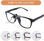 FONHCOO Clip on Blue Light Blocking Glasses Womens Mens over Prescription Glasses Frameless Lens