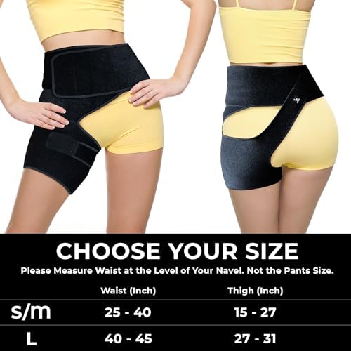 Boxiki Hip Brace for Sciatica Pain Relief - Adjustable Groin Compression Wrap Support for Thigh, Hamstring, Arthritis, Bursitis and Injuries - Sciatic Nerve Brace for Men & Women for Left Leg - Large