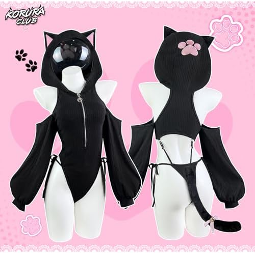KORURACLUB Sexy Cat Maid Outfit Womens Lingerie Set Kitten Cat Claw Cosplay Sexy Sweater lingerie animal Cosplay lingerie