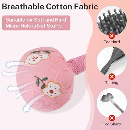 lefeke Manual Massage Hammer, Mugwort Massage Hammer, Handheld Body Percussion Tool for Back Neck Shoulder Leg Muscle Relief 26cm-Pink