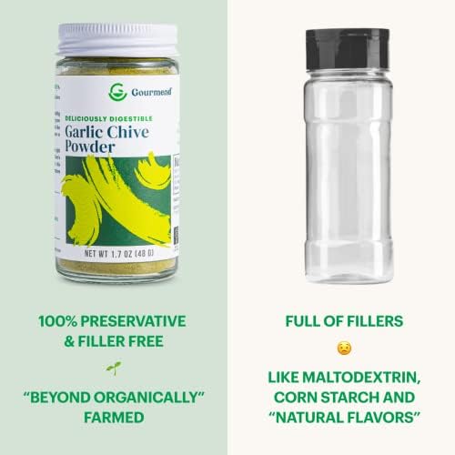 Gourmend Foods Organic Garlic Chive Powder – Certified Low FODMAP, Filler Free, Gluten Free, 100% Natural, No Corn Starch, Maltodextrin, "Flavors" or Other Fillers
