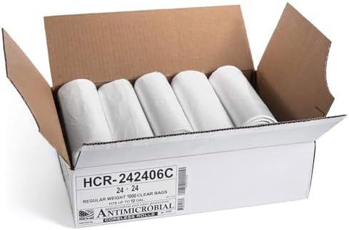 Aluf Plastics High Density Trash Bags, 10 Gallon, 1000 Count, 6 Micron (eq), 24" x 24", Clear, for Bathroom, Office, Industrial, Commercial, Janitorial, Municipal, Recycling