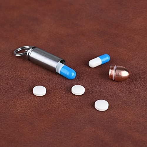 SW901 Titanium Pill holder keychain, Brass and Titanium Lightweight Waterproof Pill Container，Mini EDC Pill Case for Outdoor Travel.