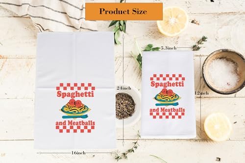JNIAP Meatballs Food Gift Spaghetti and Meatballs Kitchen Towel Italian Foodie Lover Gift (Spaghetti and MEA)