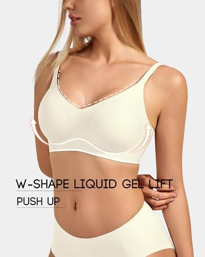 Plus Size Jelly No Underwire Comfort Bra for Women, Full Coverage Seamless Everyday Wireless Bras with Light Support