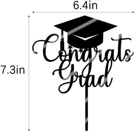 Sleyberoy Congrats Grad Cake Topper, 2025 Graduation Cake Toppers,Graduate Party Decor,Congratulations 2025 High School/College/Senior Graduation Party Supplie(Acrylic black)