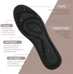 2 Pairs Memory Foam Insoles, Full-Foot Responsive Cushioning, Plantar Fasciitis Insoles for Women Man, Orthotic Shoe Inserts Arch Support Inserts for Foot Health Men (Black, W 12-12.5 /M 10.5-11)