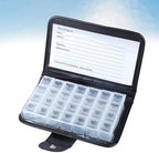 Weekly 28-Compartment Pill Organizer Box with Portable Large Capacity Storage, Travel Daily Medicine Case with Sturdy Pu Leather Cover for Home and Outdoor Use