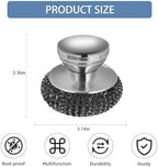 Onewly 2Pack Steel Wool Scrubber Set, Stainless Steel Scrubber with Stainless Steel Handle, for Cleaning Dishes, Cast Iron, Stock Pots, Pans, Griddles, Grills