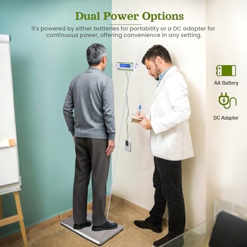 Extra Wide Medical Physician Scale - 440 lb/200 kg Capacity, High Accuracy Digital Display, Heavy Duty Portable Body Weight Scale for Home, Office, Hospital, Gym & Bariatric Use