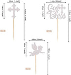 24 Pack God Bless Cupcake Toppers Glitter Cross Angel Cupcake Picks Religious Faith God Bless Cupcake Decorations Theme Baby Shower Kids Birthday Party Cake Decorations Supplies Silver