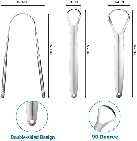 3 PCS Metal Tongue Scraper, Tongue Scrapers for Adults, Stainless Steel Tounge Scrappers, Tounge Scraper, Portable Tongue Scrappers YLYL
